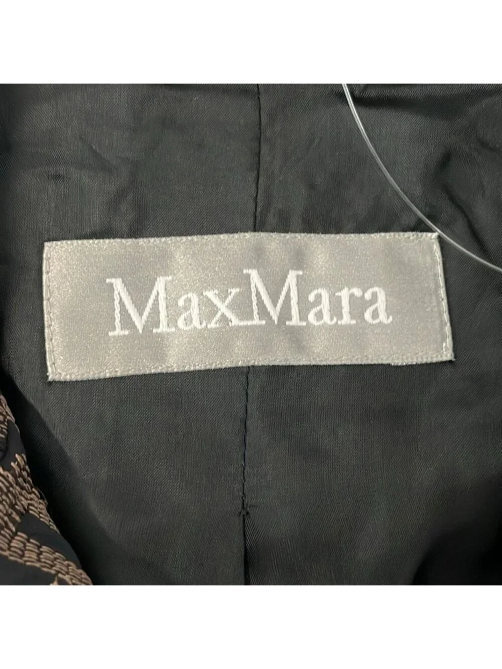 Max Mara Jacket M Black Dark Brown Long Sleeve Embroidery Zip